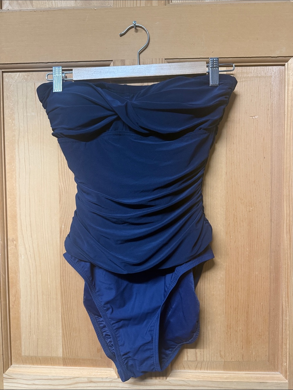 St. John's Bay Navy Strapless Ruched One-Piece Swimsuit